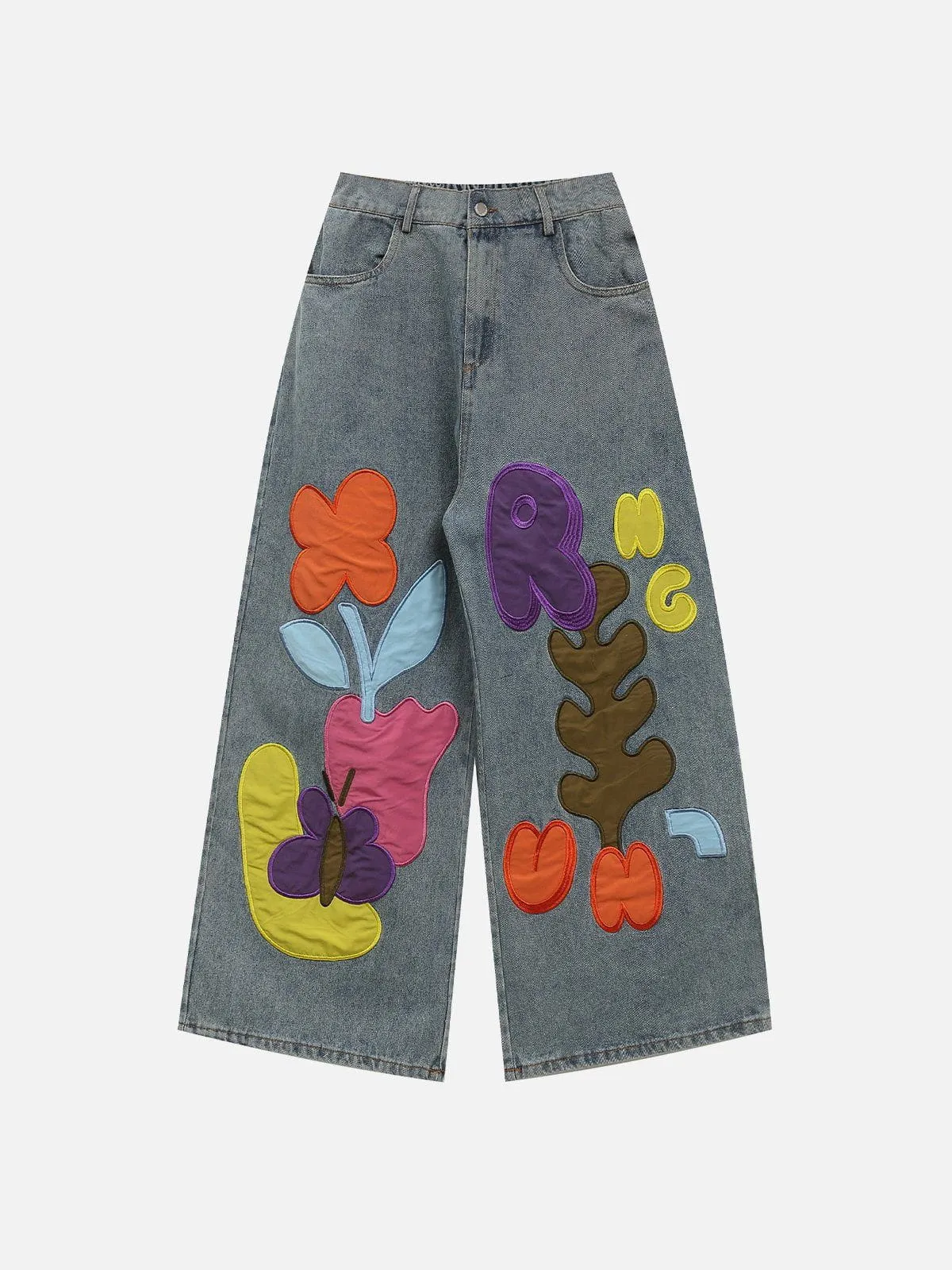Aelfric Eden Flower Embroidery Baggy Jeans sold by Aelfric Eden