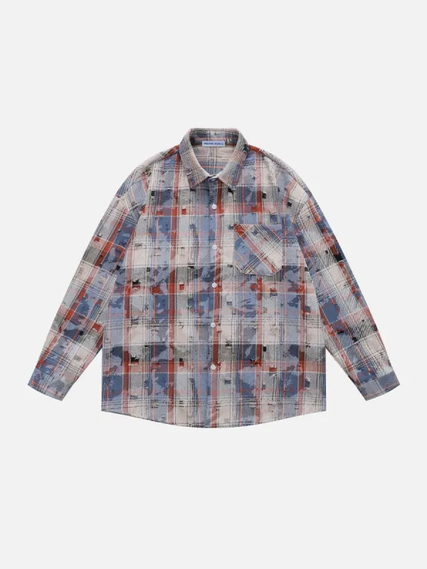 Aelfric Eden Plaid Distressed Long Sleeve Shirt sold by Aelfric Eden