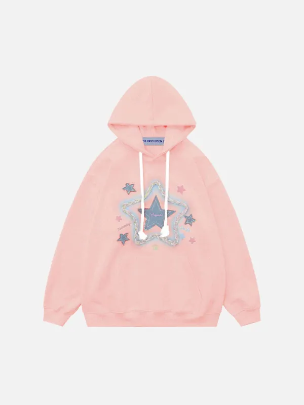 Aelfric Eden Denim Star Applique Hoodie sold by Aelfric Eden