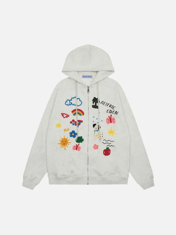Aelfric Eden Cartoon Graphic Zip Up Hoodie sold by Aelfric Eden