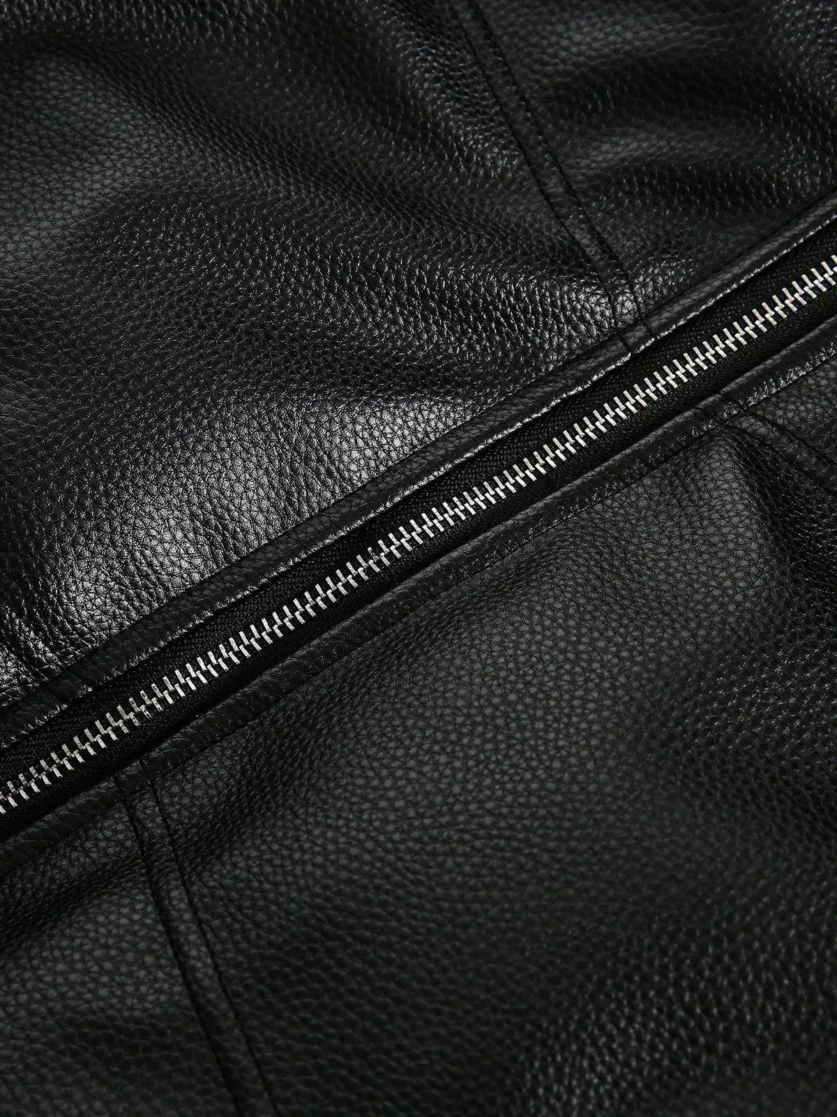 Aelfric Eden Solid High Collar Faux Leather Coat sold by Aelfric Eden product image thumbnail 4