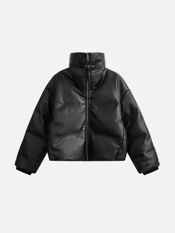 Aelfric Eden Solid High Collar Faux Leather Coat sold by Aelfric Eden