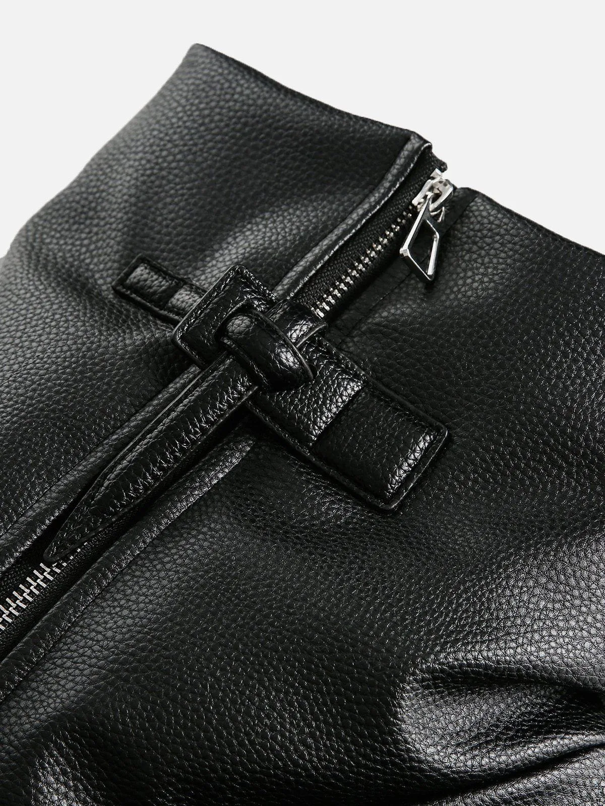 Aelfric Eden Solid High Collar Faux Leather Coat sold by Aelfric Eden product image thumbnail 3