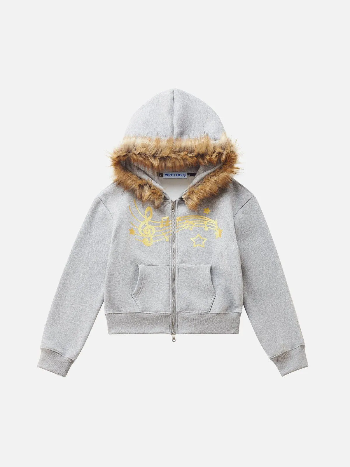 Aelfric Eden Musical Note Graphic Cropped Zip Up Hoodie sold by Aelfric Eden