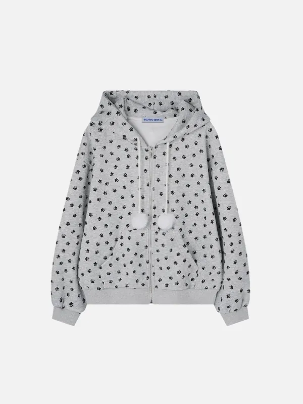 Aelfric Eden Dog Paw Full Print Zip Up Hoodie sold by Aelfric Eden