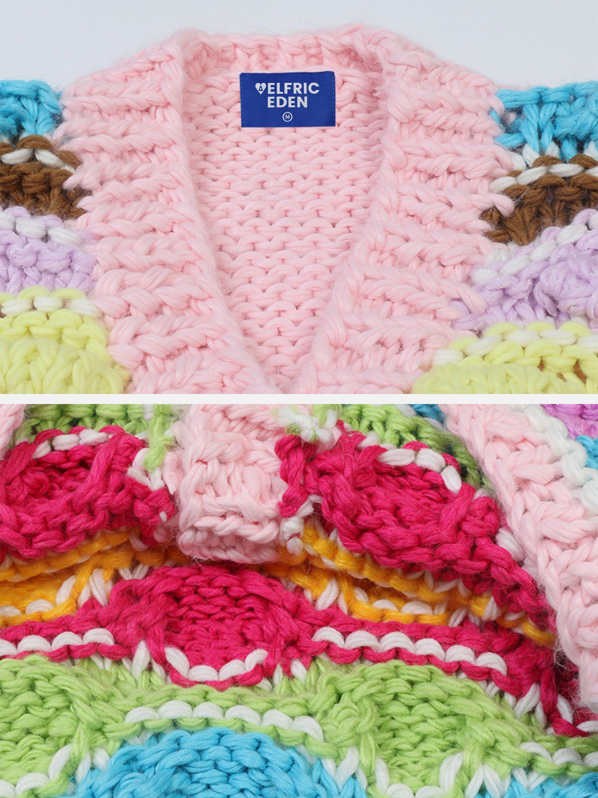 Colorful Patchwork Wool Blend Cardigan sold by Aelfric Eden product image thumbnail 3