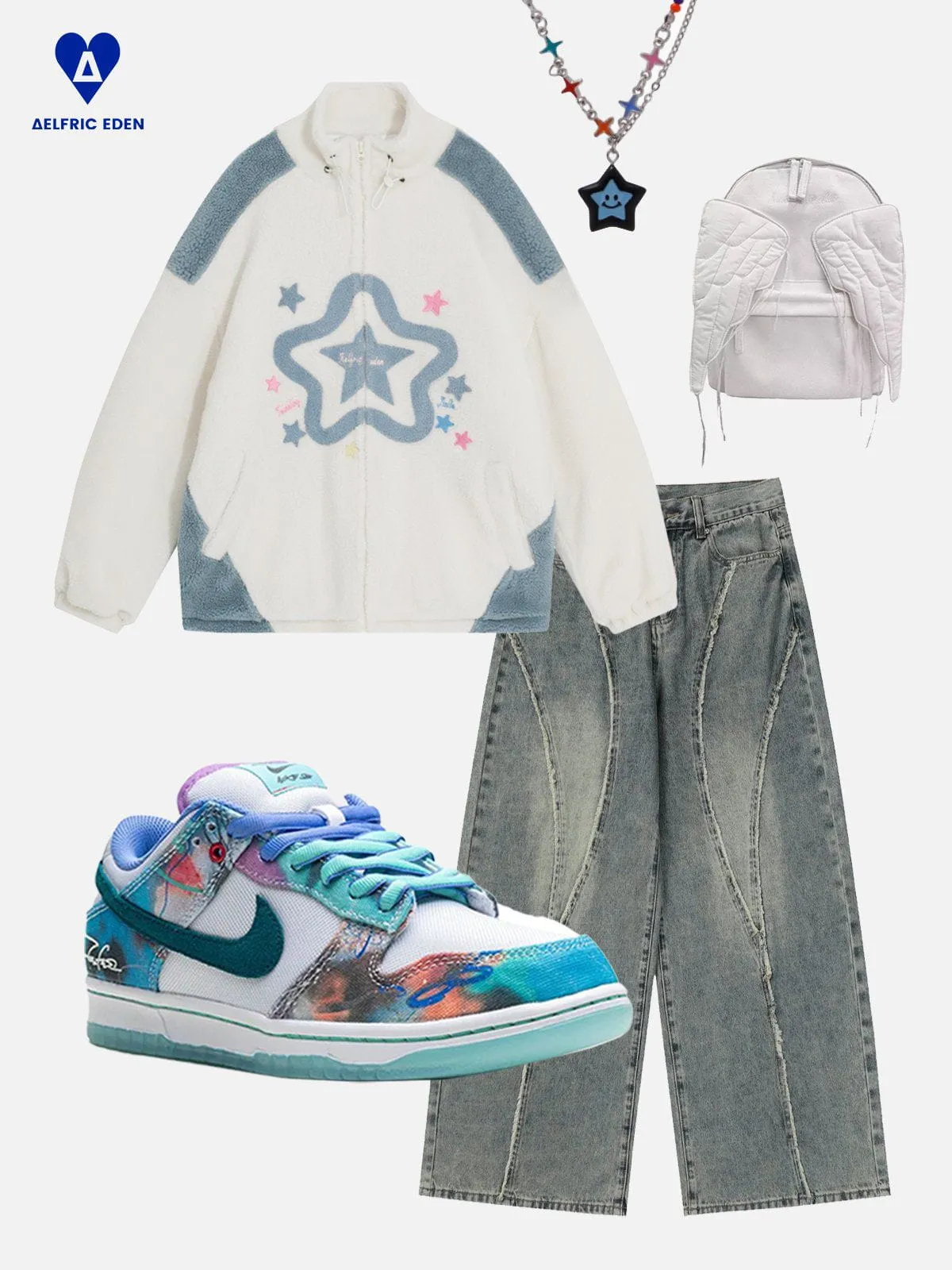 Aelfric Eden Towel Embroidery Star Sherpa Coat sold by Aelfric Eden product image thumbnail 3