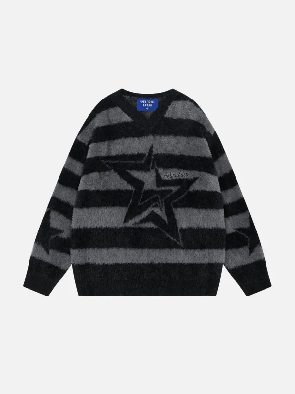 Aelfric Eden Stripe Star V-Neck Sweater sold by Aelfric Eden