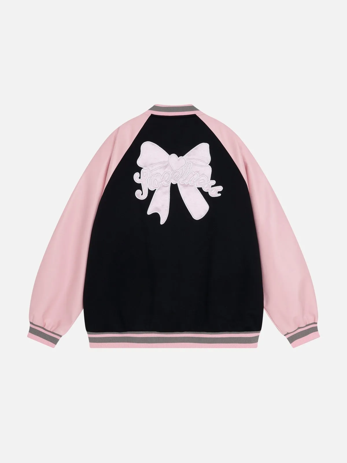 Aelfric Eden Embroidery Bow Varsity Leather Jackets sold by Aelfric Eden product image thumbnail 2