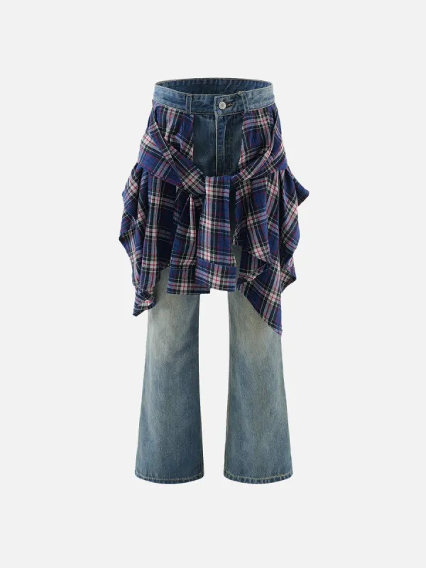 Aelfric Eden Plaid Patchwork Jeans sold by Aelfric Eden