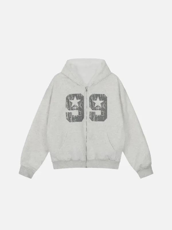 Aelfric Eden Number Print Reversible Zip Up Hoodie sold by Aelfric Eden