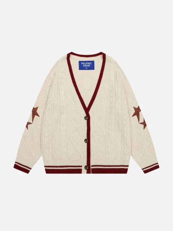 Aelfric Eden Color Blocking Star V-Neck Cardigan sold by Aelfric Eden
