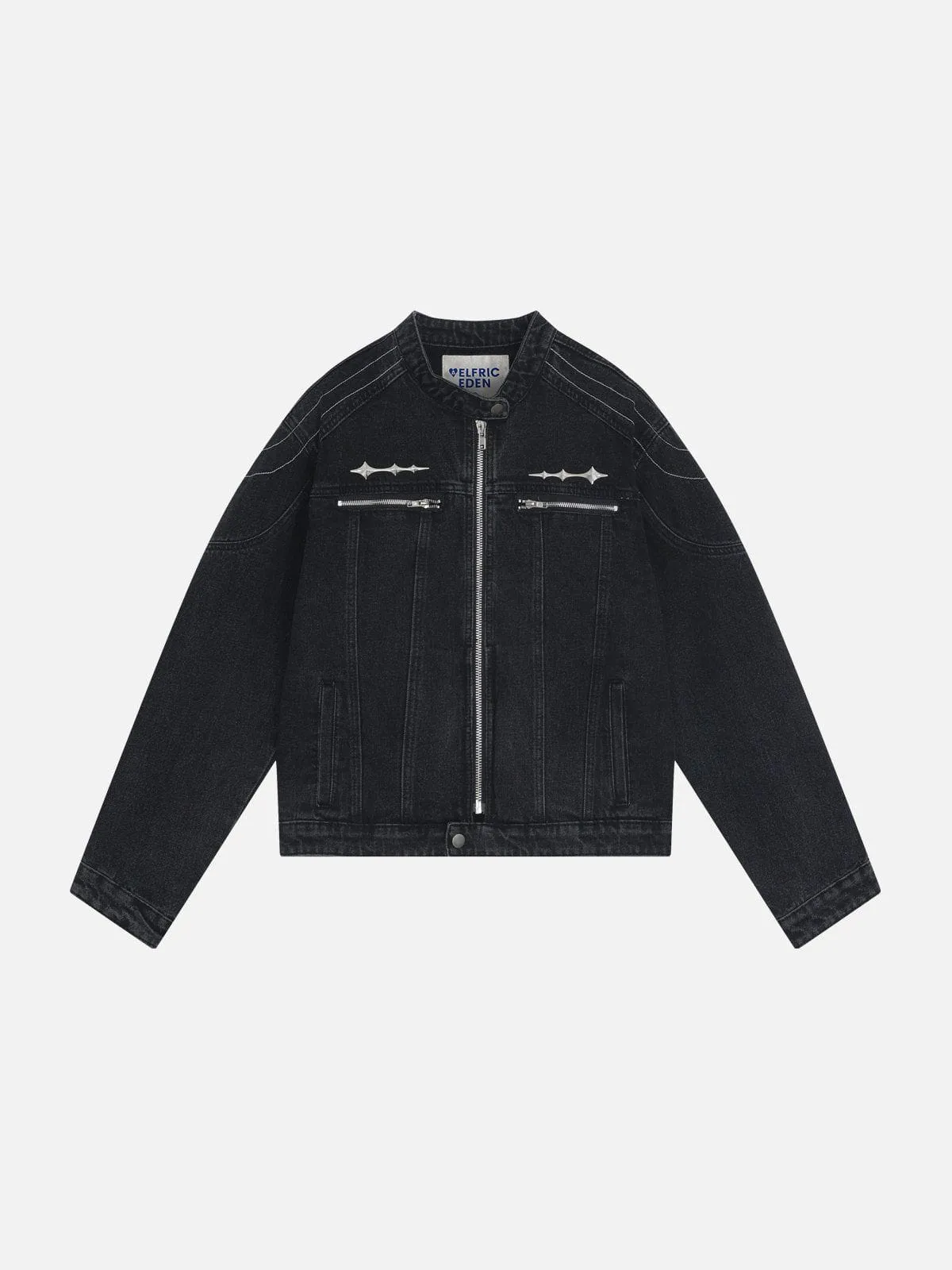 Aelfric Eden Cropped Washed Denim Racing Jacket sold by Aelfric Eden product image thumbnail 2