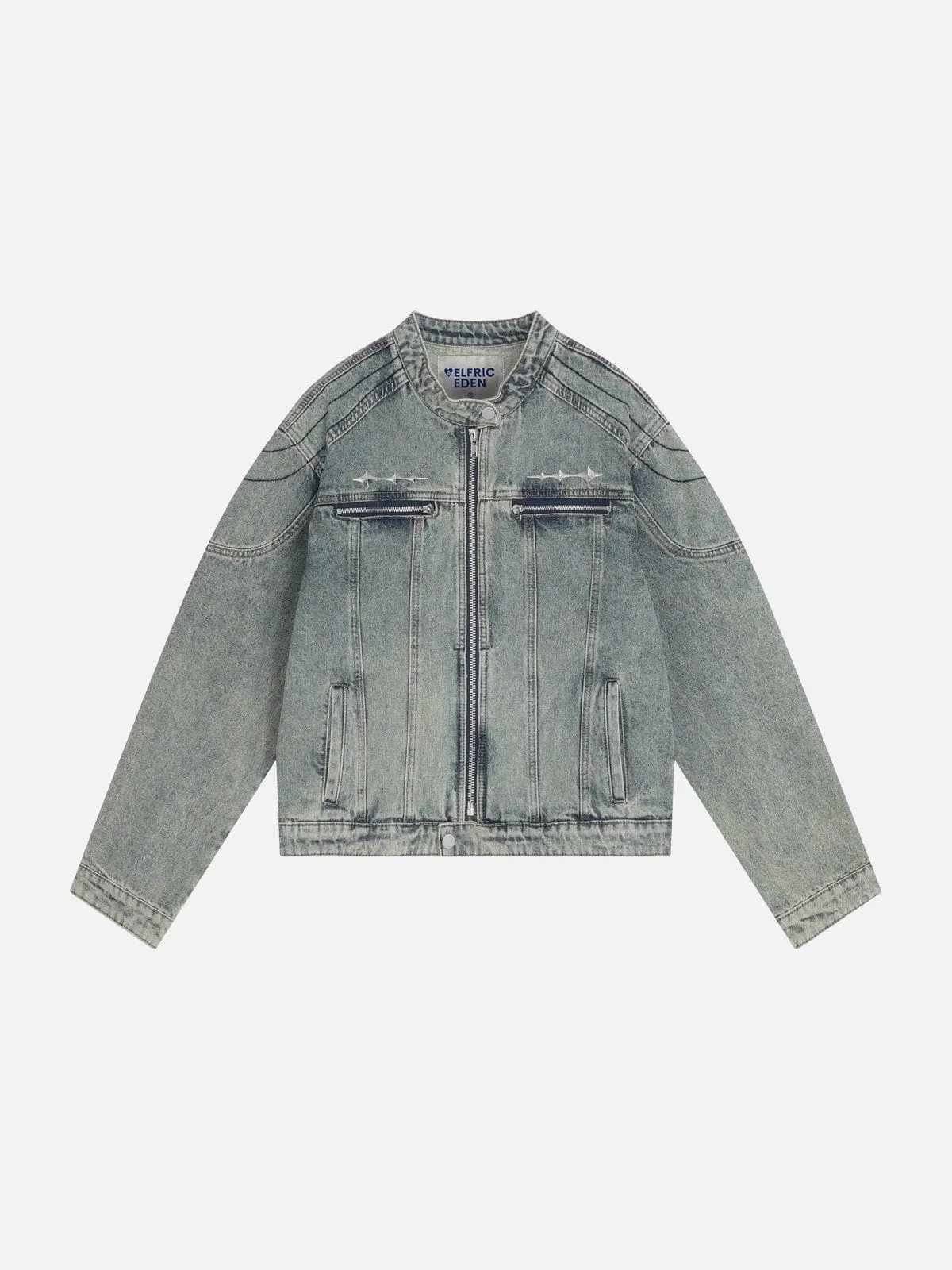Aelfric Eden Cropped Washed Denim Racing Jacket sold by Aelfric Eden