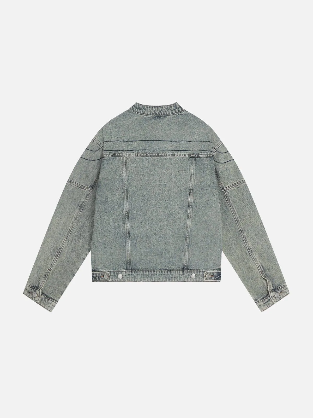 Aelfric Eden Cropped Washed Denim Racing Jacket sold by Aelfric Eden product image thumbnail 3