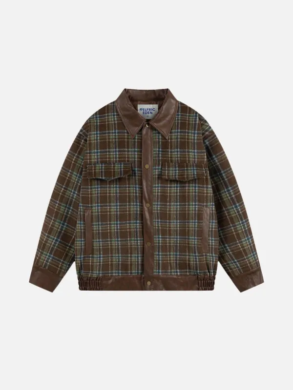 Aelfric Eden Plaid Patchwork Faux Leather Jacket sold by Aelfric Eden