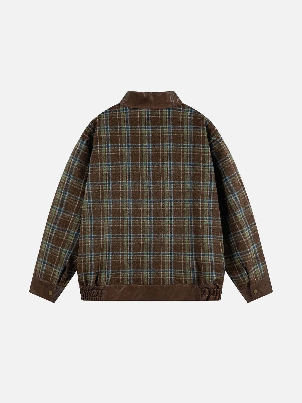 Aelfric Eden Plaid Patchwork Faux Leather Jacket sold by Aelfric Eden product image thumbnail 2