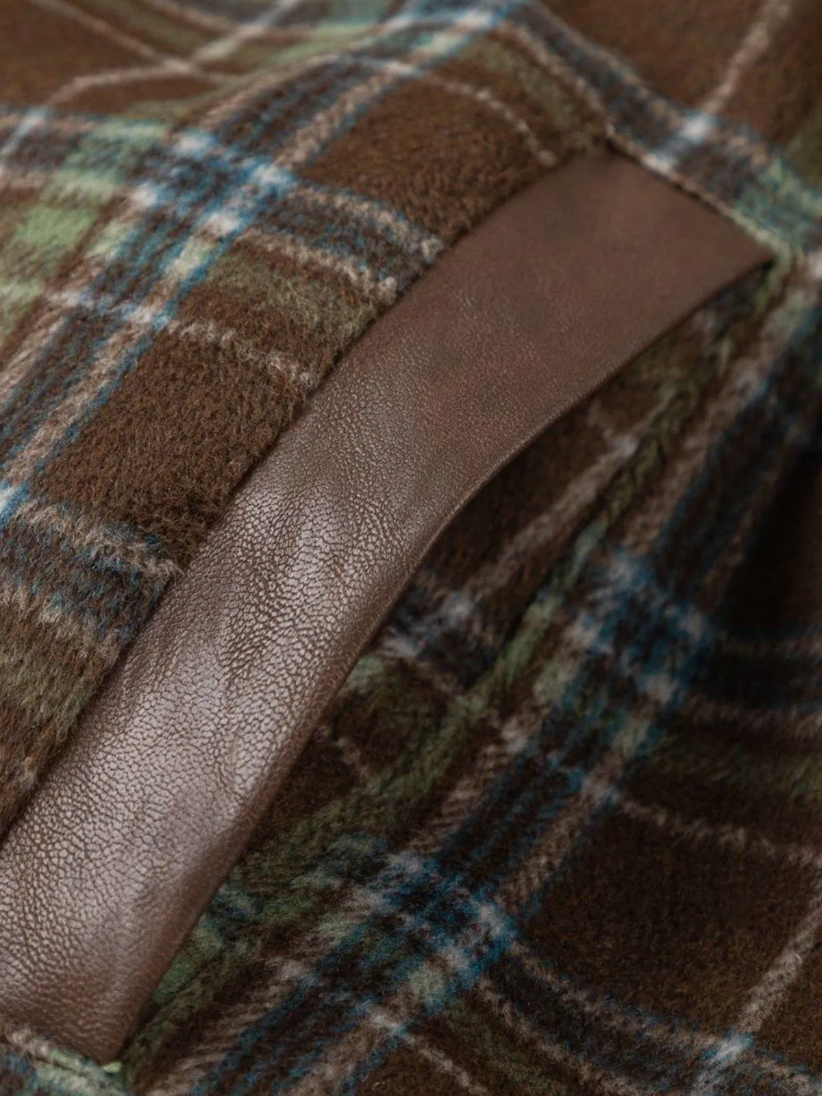 Aelfric Eden Plaid Patchwork Faux Leather Jacket sold by Aelfric Eden product image thumbnail 4