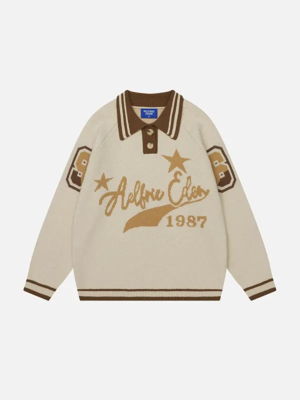 Aelfric Eden Vintage Open Knit Polo Sweater sold by Aelfric Eden