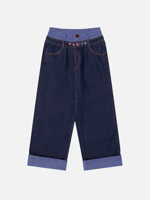 Aelfric Eden Plaid Waist Patchwork Jeans sold by Aelfric Eden
