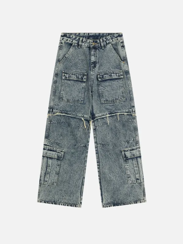 Aelfric Eden Multi Pocket Fringe Washed Jeans sold by Aelfric Eden
