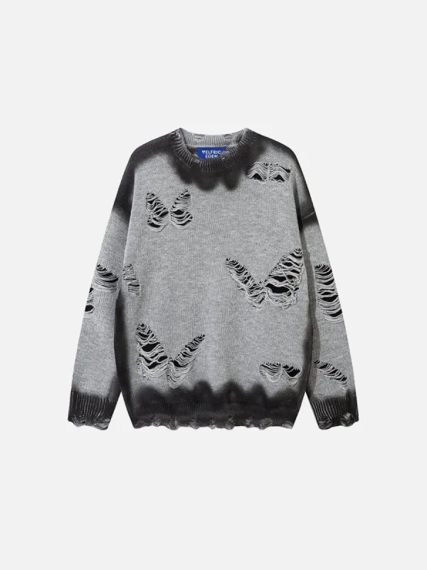 Aelfric Eden Butterfly Distressed Washed Sweater sold by Aelfric Eden