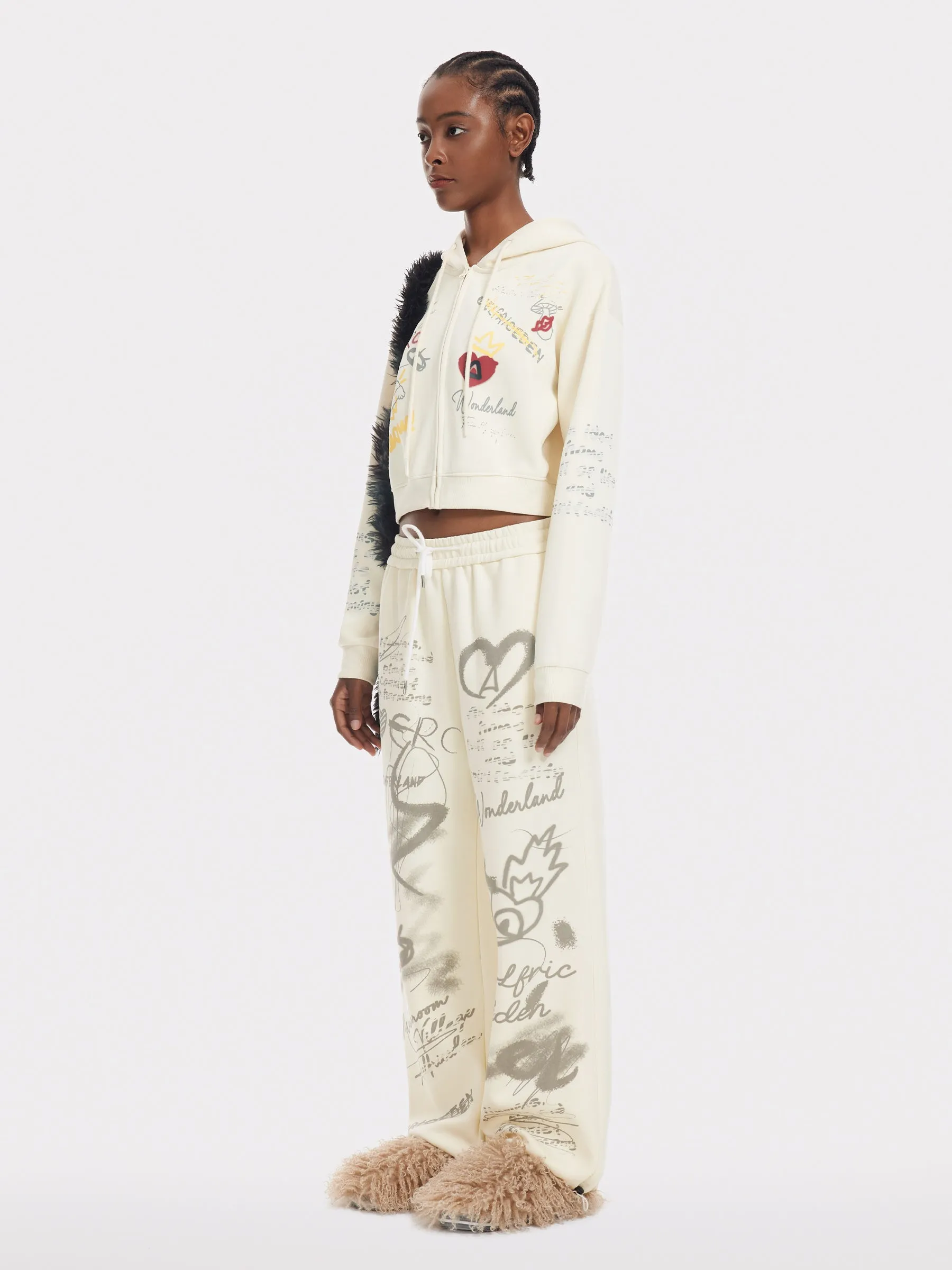 Aelfric Eden Graffiti Print Crop Hoodie sold by Aelfric Eden product image thumbnail 4