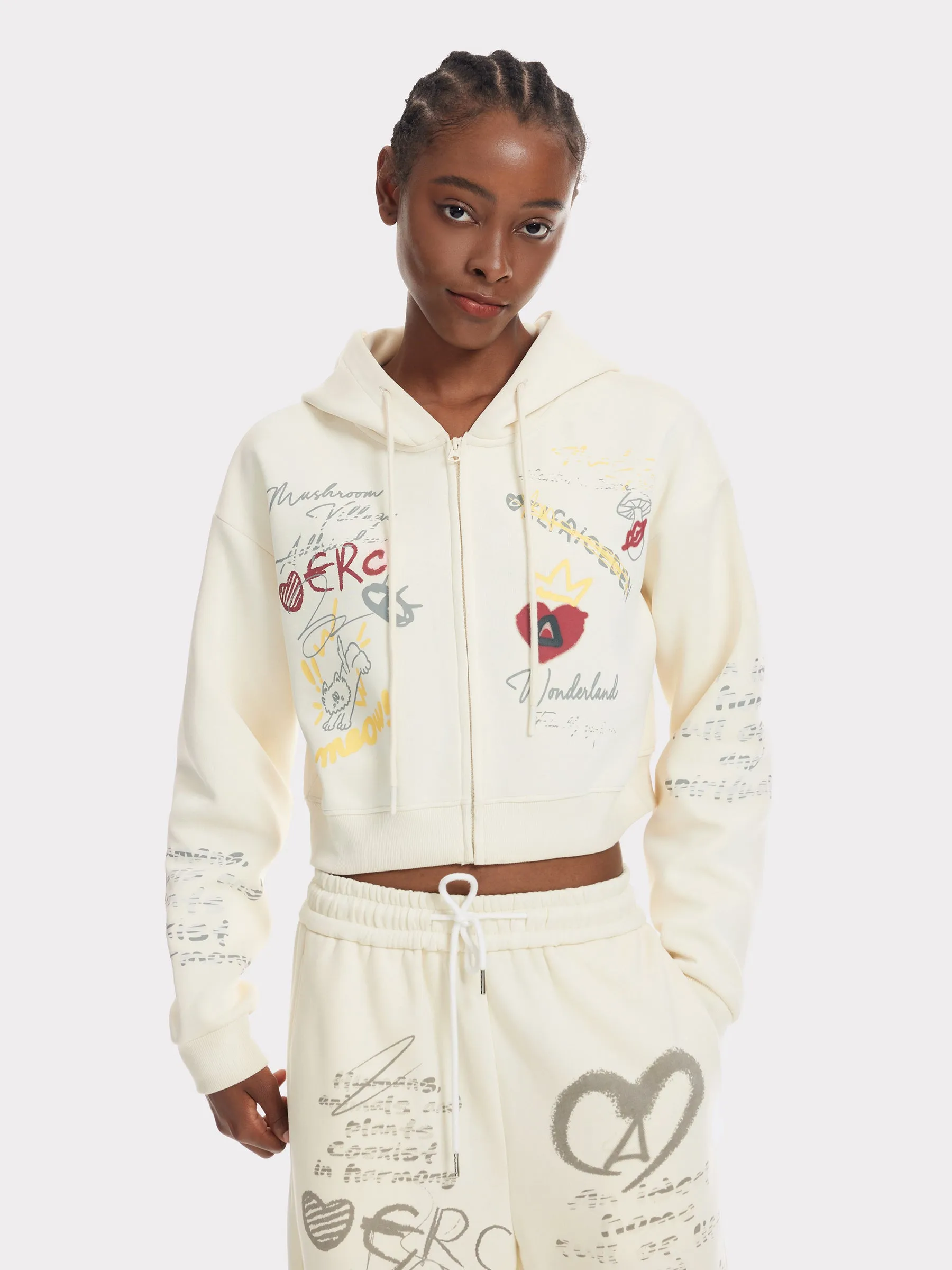 Aelfric Eden Graffiti Print Crop Hoodie sold by Aelfric Eden