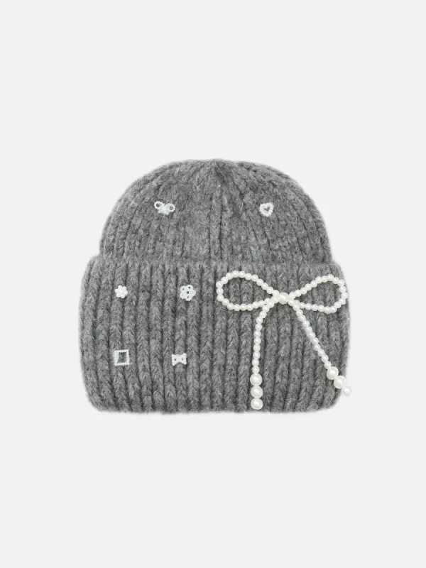 Pearl Bow Knit Beanie sold by Aelfric Eden