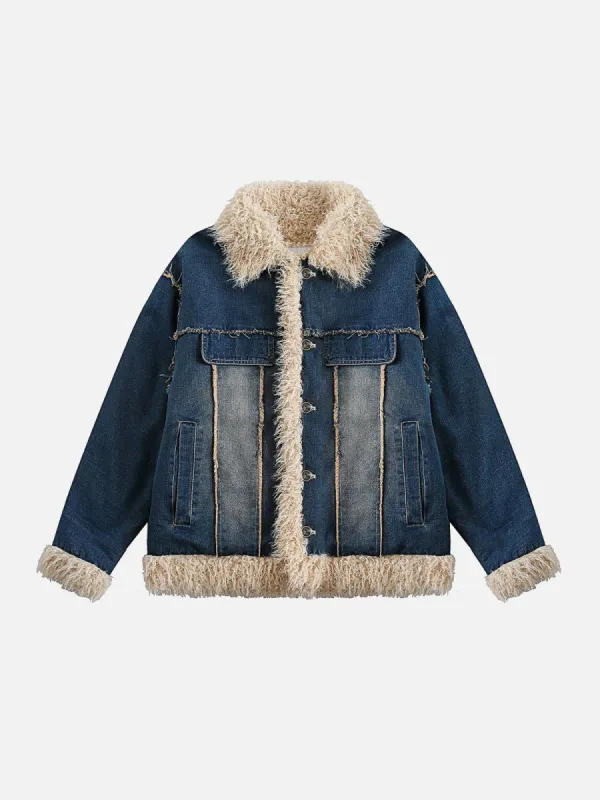Aelfric Eden Plush Patchwork Denim Jacket sold by Aelfric Eden