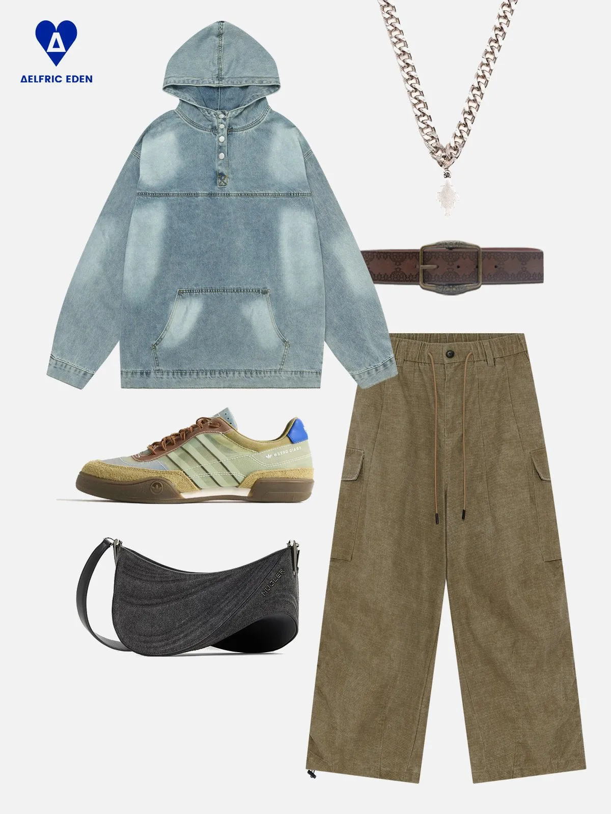 Aelfric Eden Washed Button Denim Hoodie sold by Aelfric Eden product image thumbnail 3