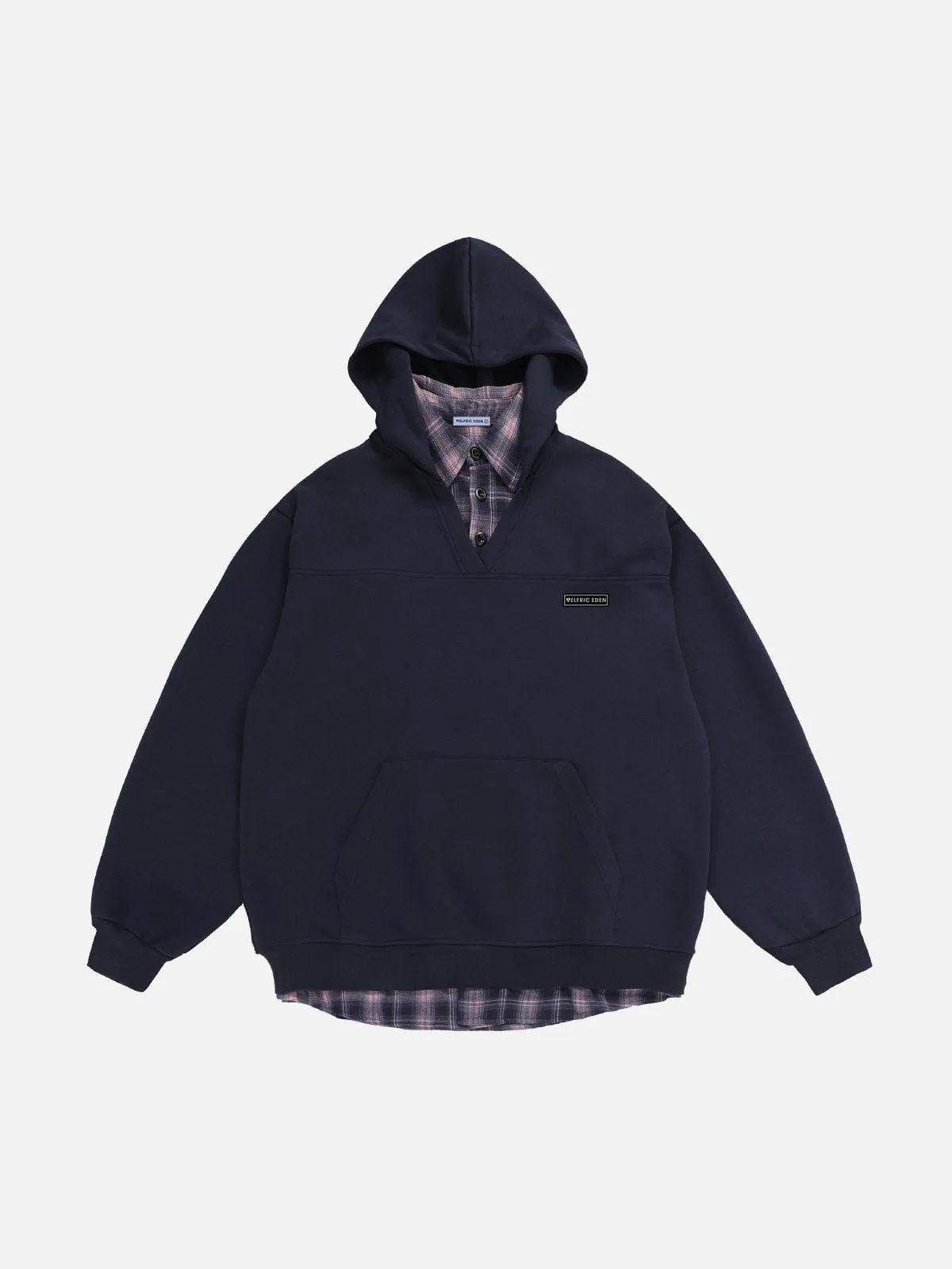 Aelfric Eden Plaid Shirt Patchwork Hoodie sold by Aelfric Eden product image thumbnail 2