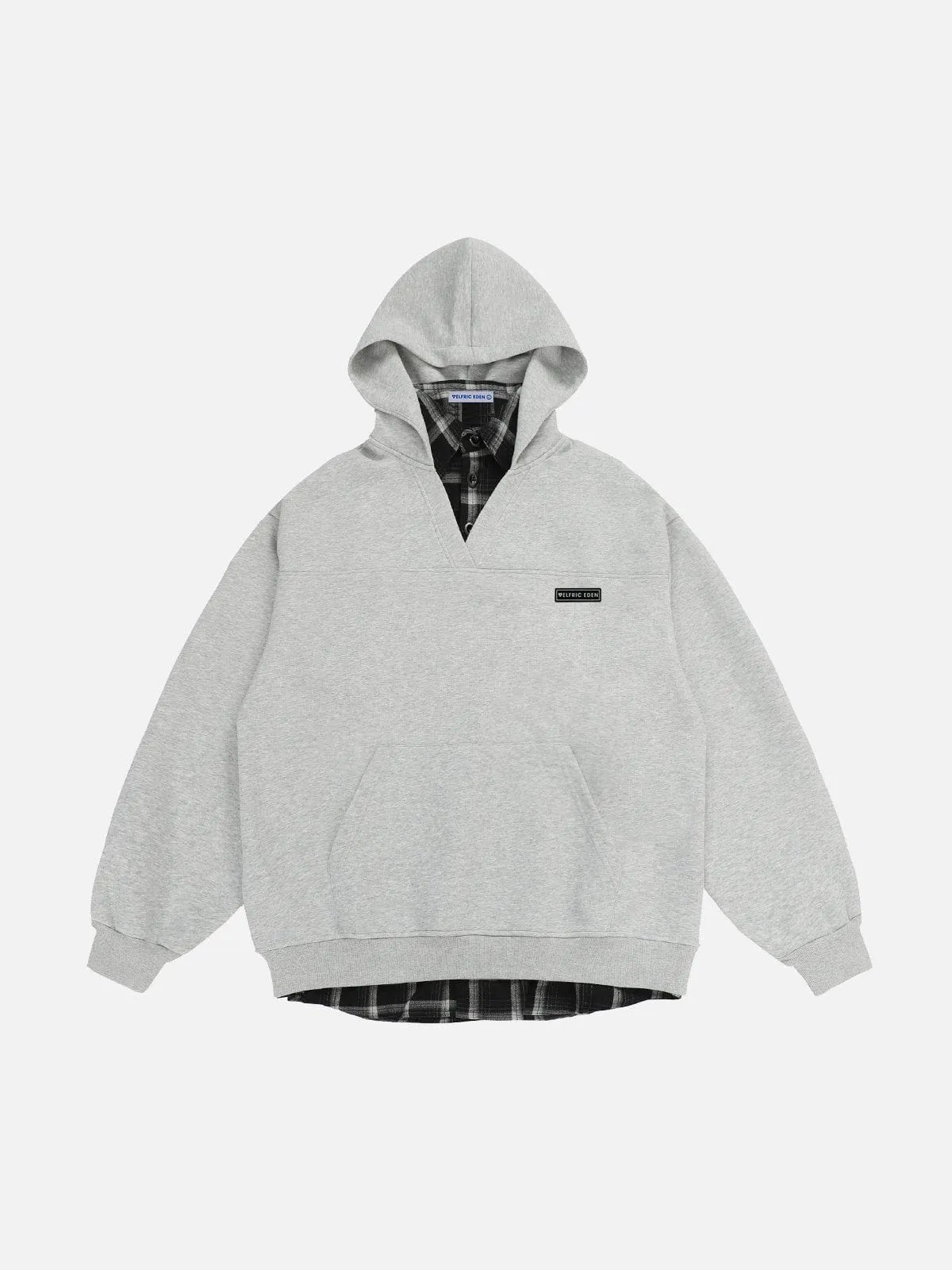 Aelfric Eden Plaid Shirt Patchwork Hoodie sold by Aelfric Eden