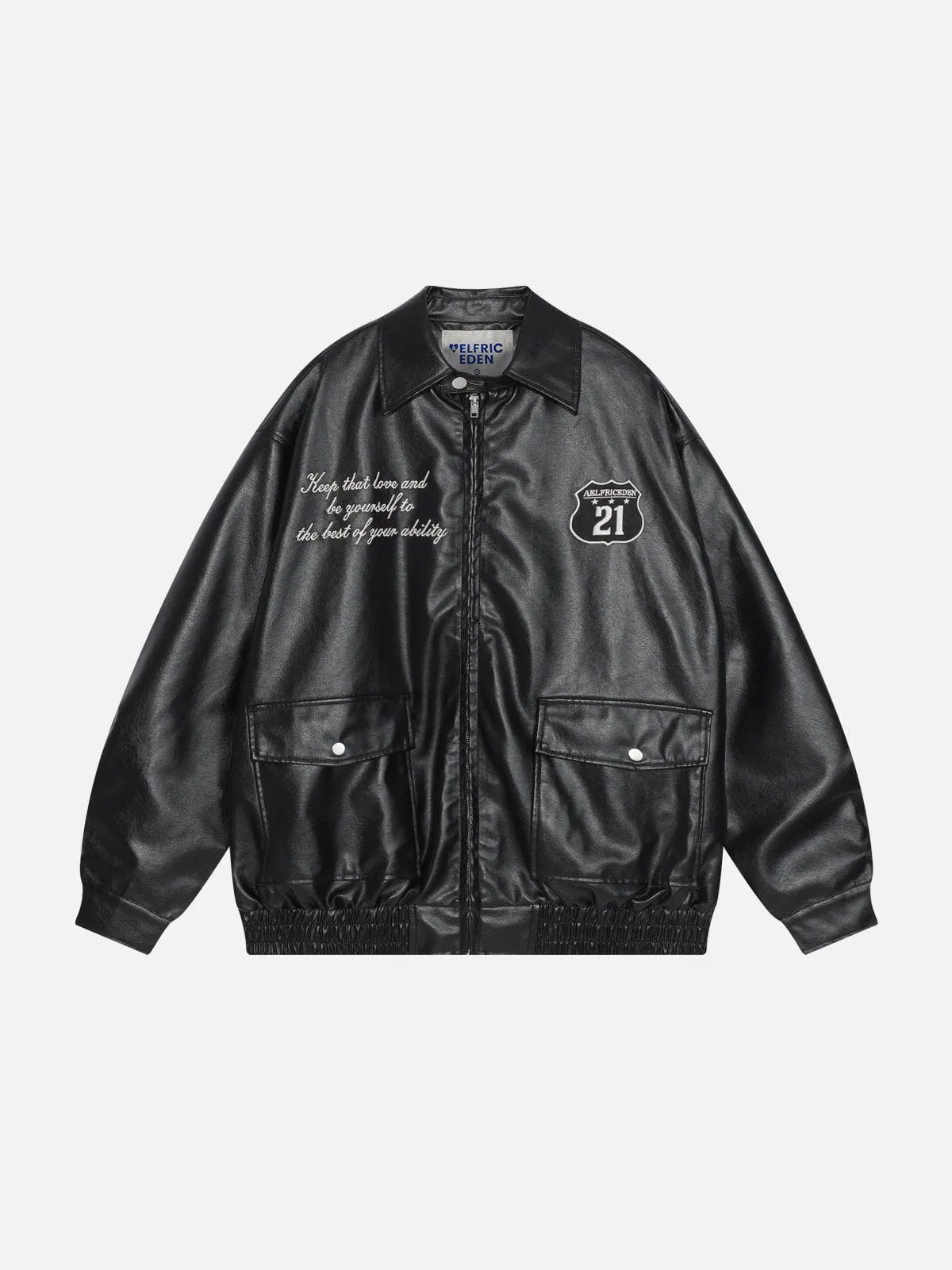 Aelfric Eden Embroidery Faux Leather Racing Jacket sold by Aelfric Eden