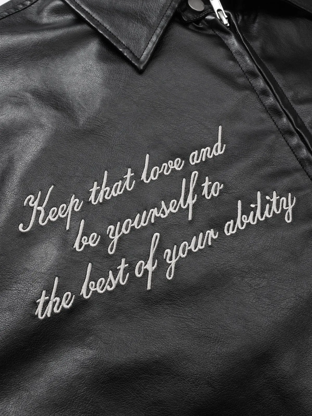 Aelfric Eden Embroidery Faux Leather Racing Jacket sold by Aelfric Eden product image thumbnail 3