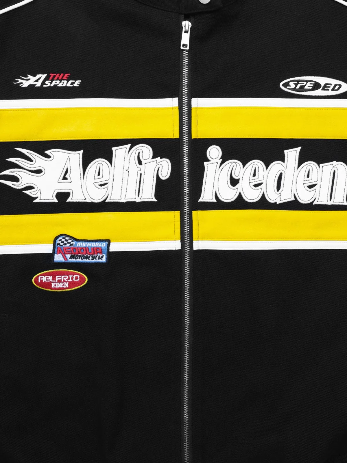 Aelfric Eden Black Yellow Color Blocking Racing Jacket sold by Aelfric Eden product image thumbnail 3