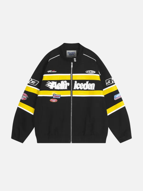Aelfric Eden Black Yellow Color Blocking Racing Jacket sold by Aelfric Eden