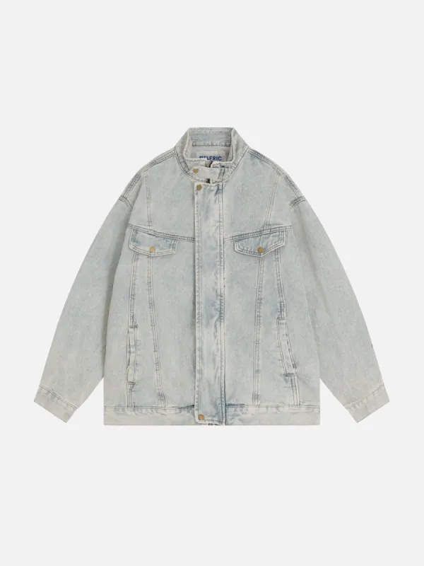Aelfric Eden Stand Collar Washed Denim Jacket sold by Aelfric Eden
