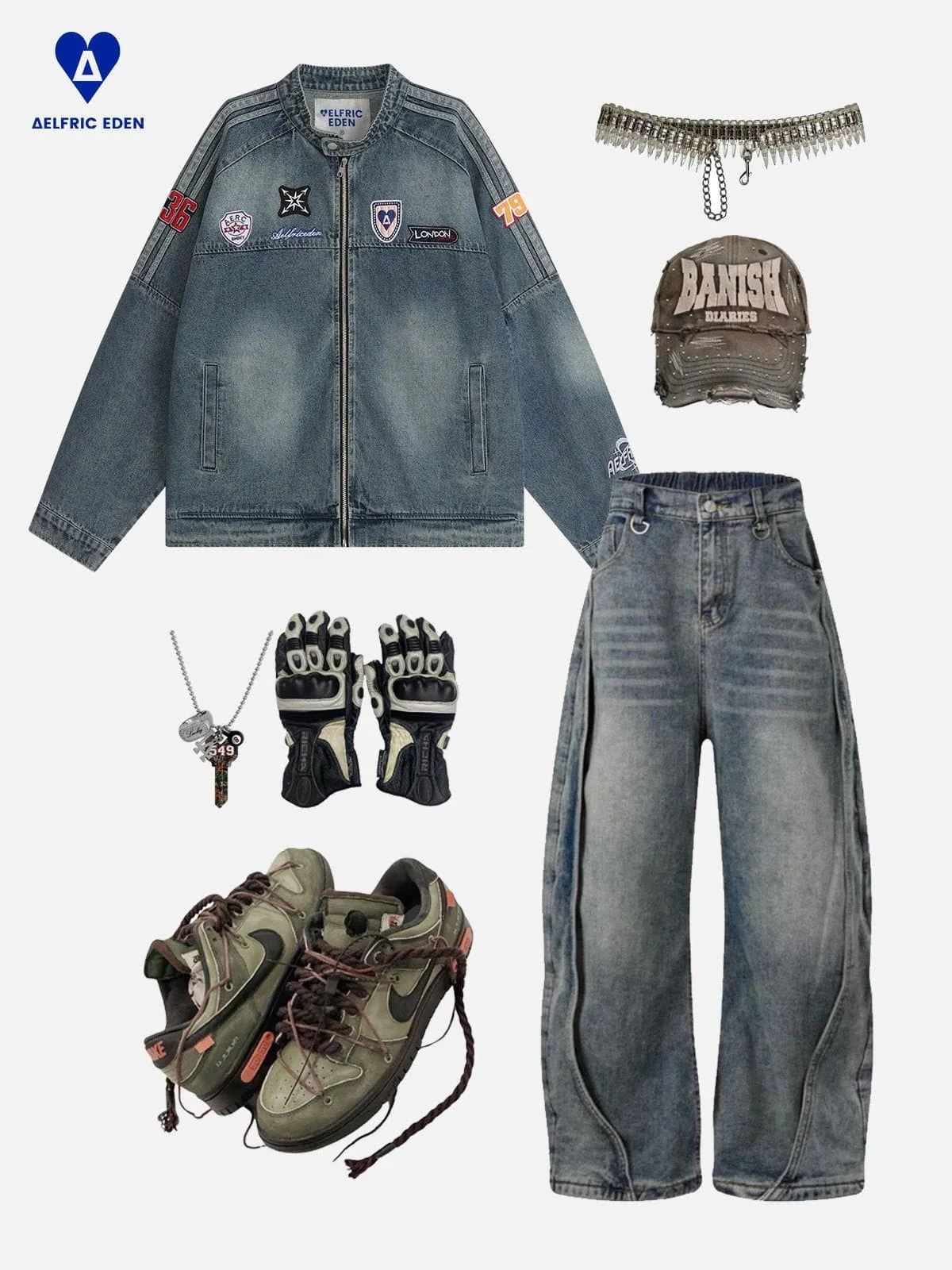Aelfric Eden Washed Denim Racing Jacket sold by Aelfric Eden product image thumbnail 3