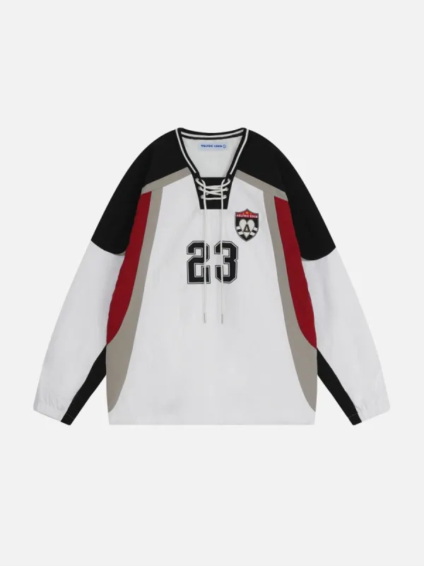 Aelfric Eden Color Blocking Ribbon Collar Sweatshirt sold by Aelfric Eden