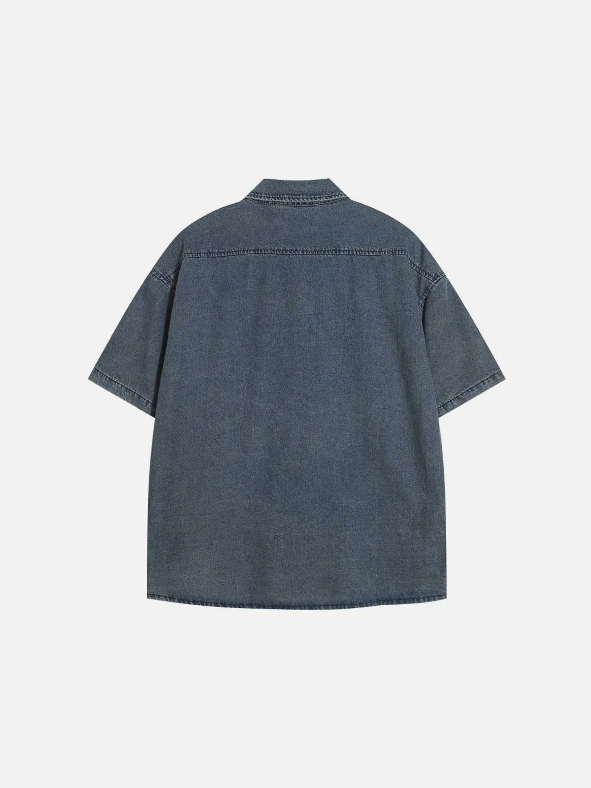 Aelfric Eden Flower Embroidery Denim Short Sleeve Shirt sold by Aelfric Eden product image thumbnail 2