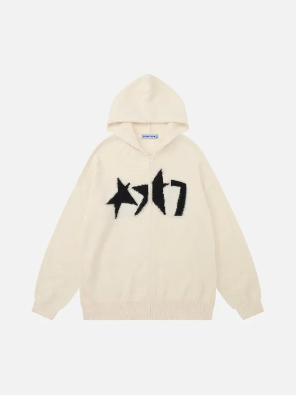 Aelfric Eden Star Graphic Knit Zip Up Hoodie made by Aelfric Eden