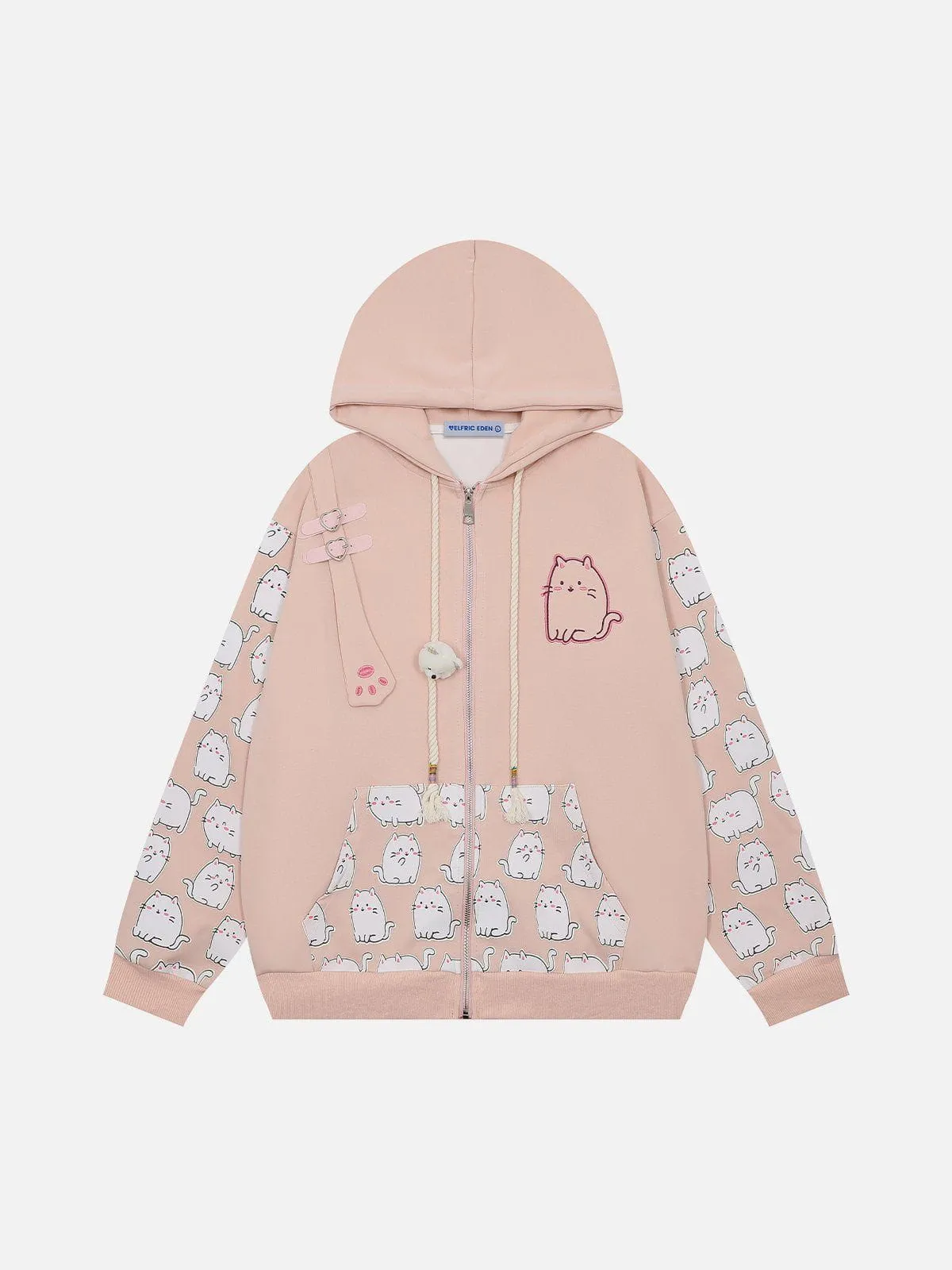 Aelfric Eden Full Print Cartoon Cat Zip Up Hoodie sold by Aelfric Eden product image thumbnail 2