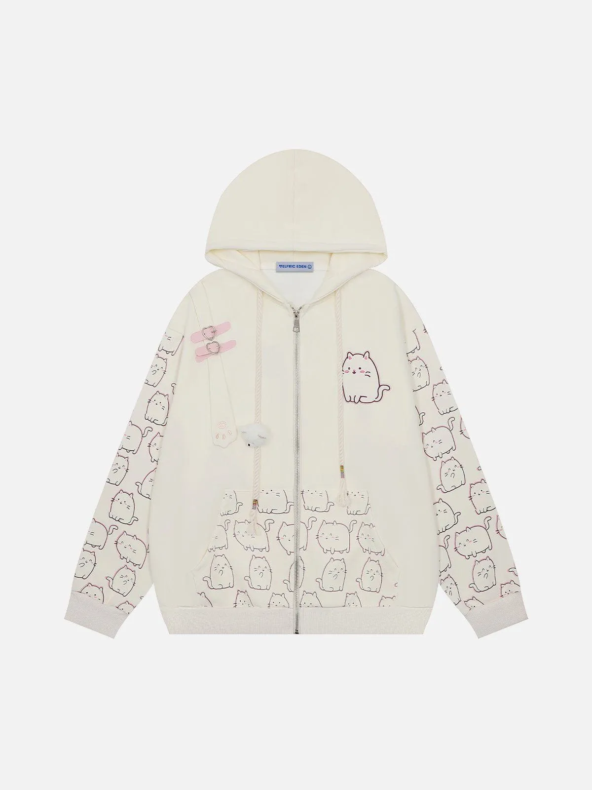 Aelfric Eden Full Print Cartoon Cat Zip Up Hoodie sold by Aelfric Eden