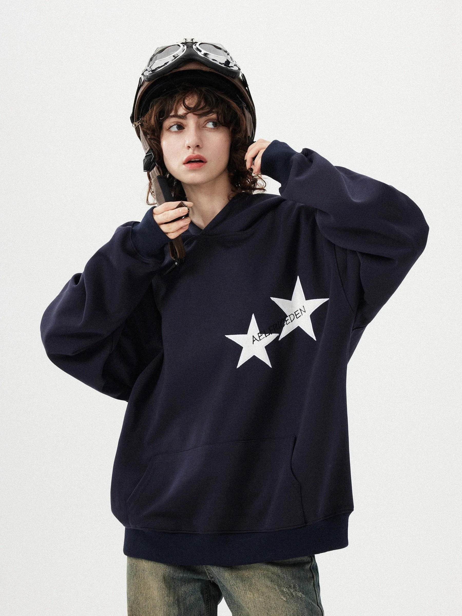 Star Print Color Contrast Hoodie sold by Aelfric Eden