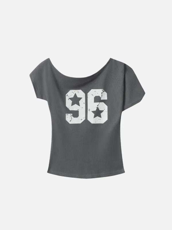 Aelfric Eden Number Print Off-The-Shoulder Tee sold by Aelfric Eden