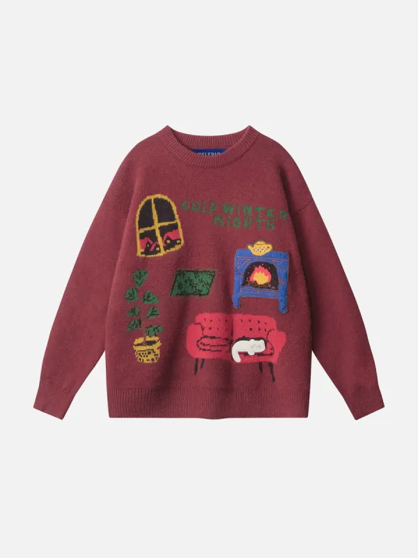 Aelfric Eden Cartoon Embroidery Sweater sold by Aelfric Eden