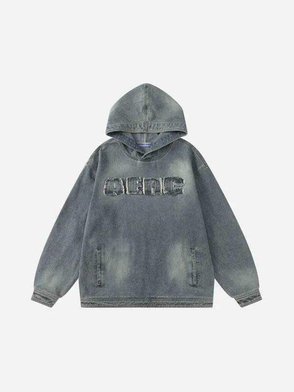 Aelfric Eden Applique Embroidery Denim Hoodie sold by Aelfric Eden