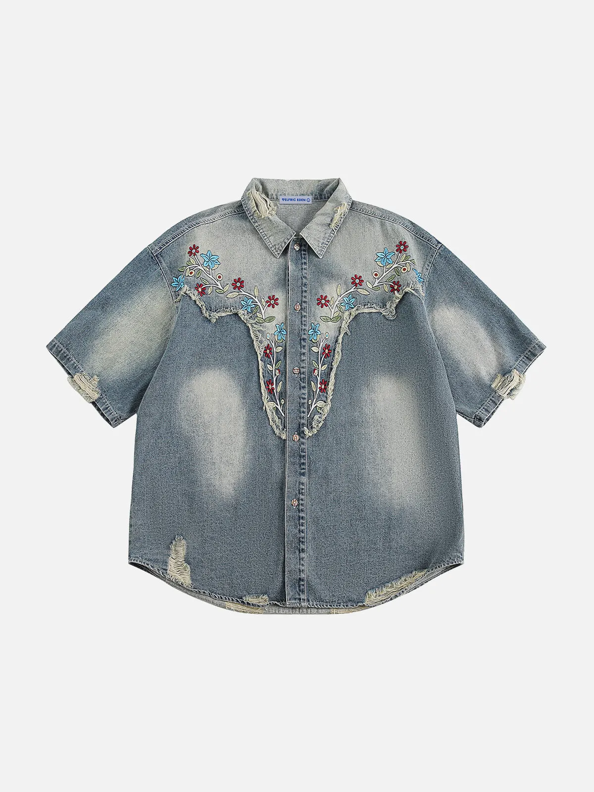 Aelfric Eden Floral Embroidery Denim Shirt sold by Aelfric Eden