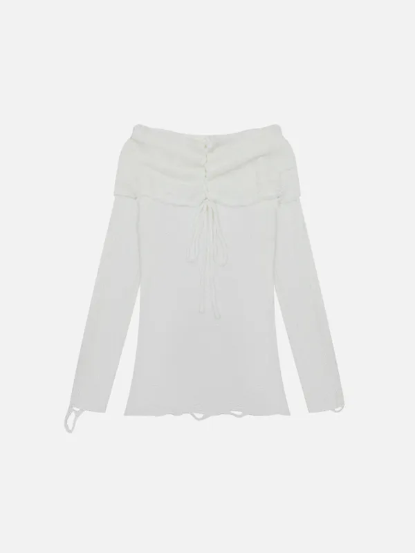 Aelfric Eden Distressed Off-The-Shoulder Boxy Sweater sold by Aelfric Eden